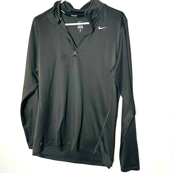Nike Mens Dri-Fit Quarter 1/4 Zip Up Dark Gray Long Sleeve Shirt Size Large - Picture 1 of 9